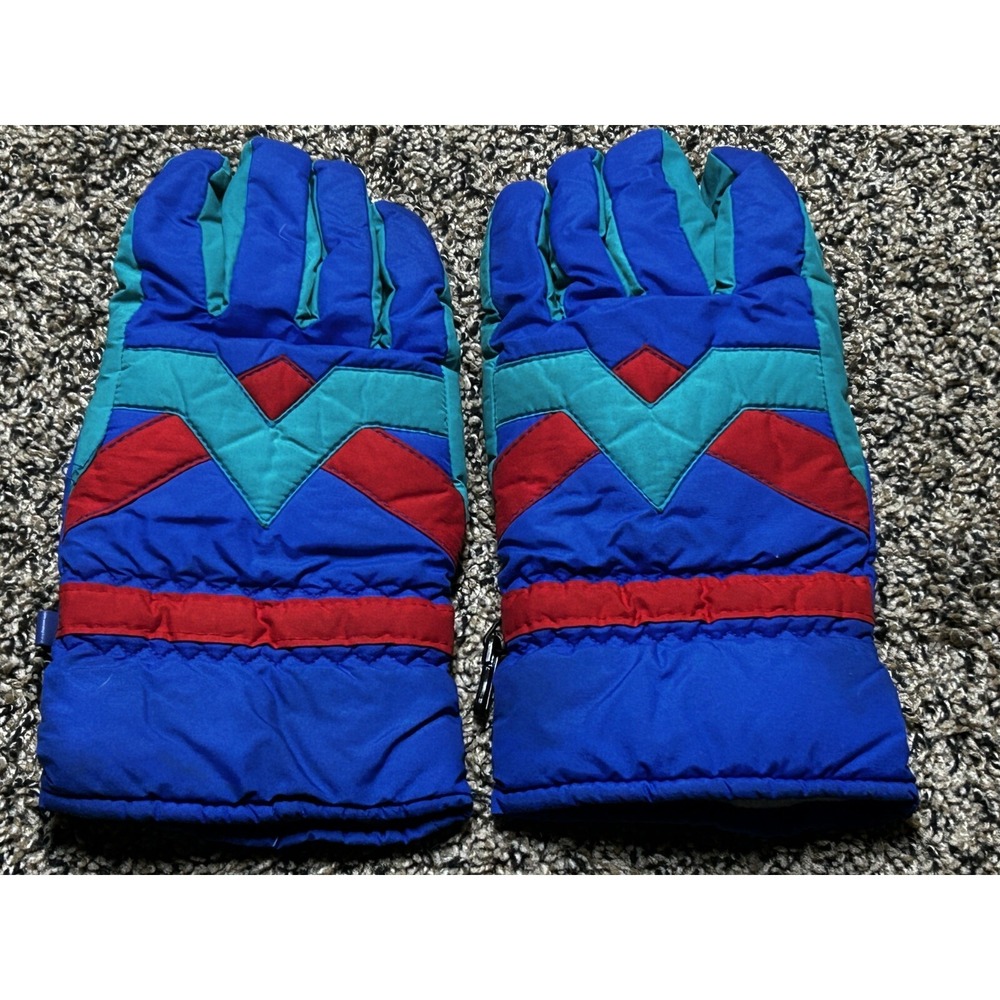 Vintage Thinsulate Gloves Chevron Nylon Shell Retro Ski Winter Men's‎ Large